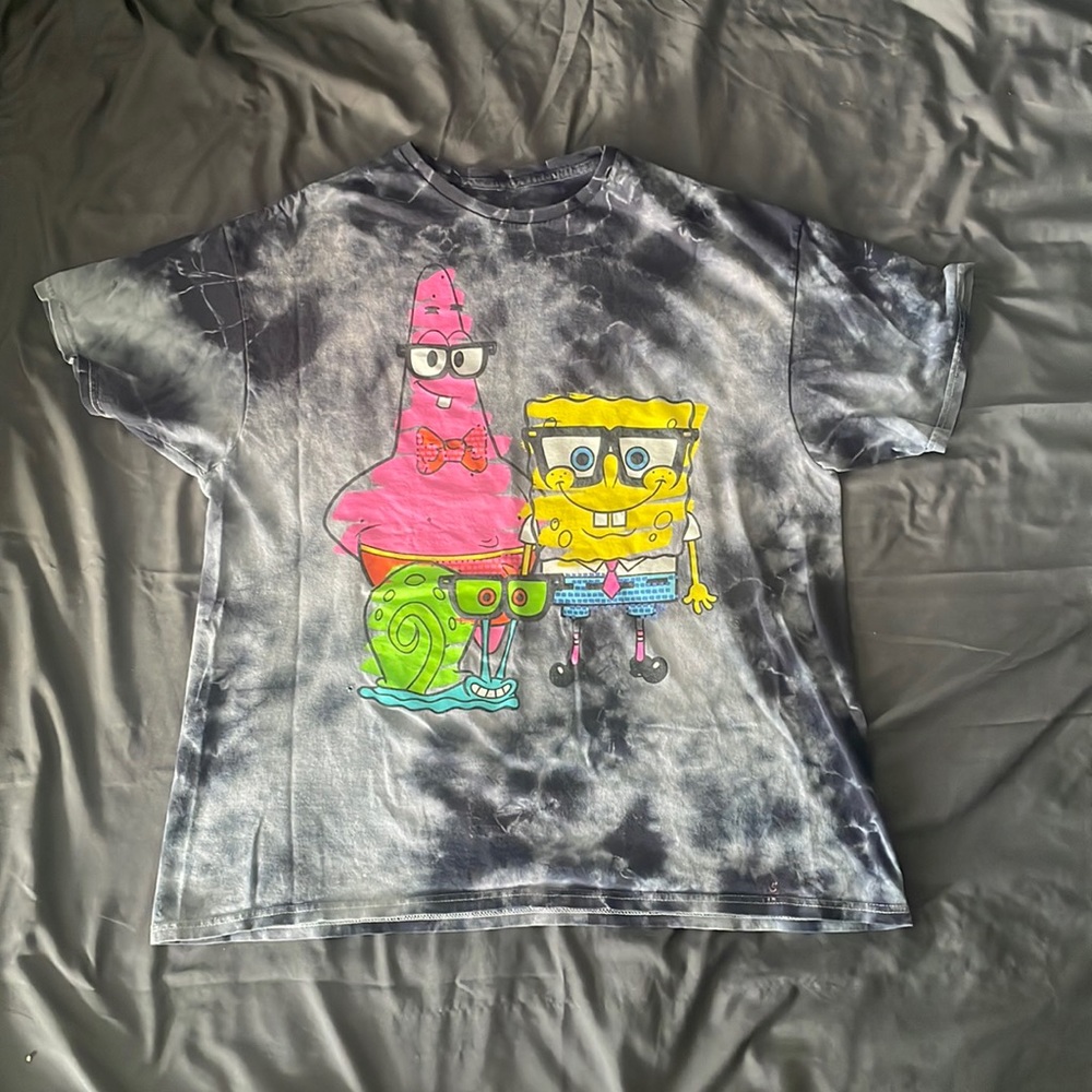 Grey tie dye SpongeBob shirt